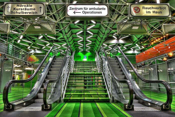 The Hospital Of Aachen, NW, Germany Looks As If It Was From A Video Game On The Inside