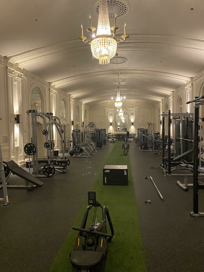 My Airbnb Gym Has Chandeliers