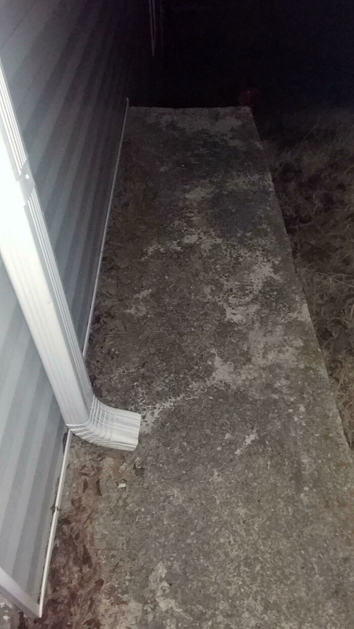 Drains On The Path To The Duplex Neighbor, Also Up Ahead Is A Flight Of Stairs With No Railing