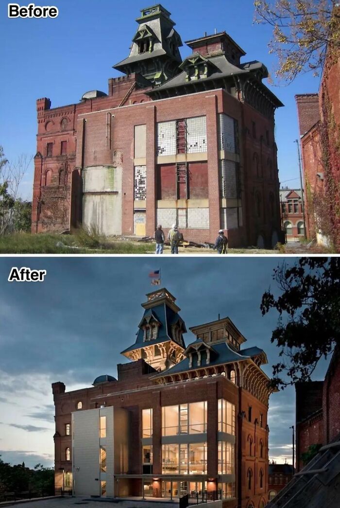Before-And-After Photo Of Abandoned Building Renovation