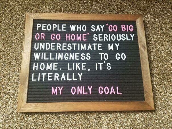 Social anxiety meme on a felt board highlighting the preference for going home over social situations.