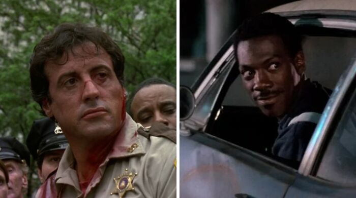 Sylvester Stallone as Axel Foley in Beverly Hills Co and Eddie Murphy Axel Foley