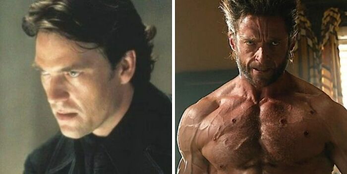 Dougray Scott as Wolverine in X-Men and Hugh Jackman as Wolverine