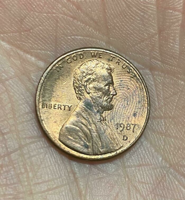 Why Is There A Fingerprint On This Penny? It’s Embedded In And Is Worn Down Noticeably In That Area