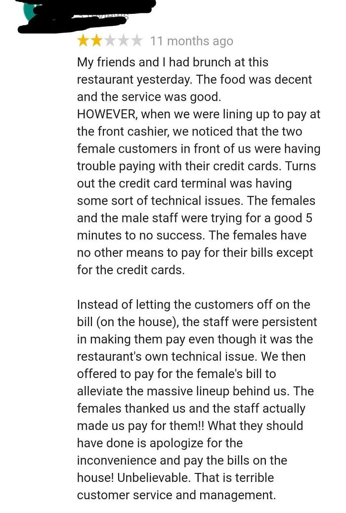 Choosing Beggars Don't Understand How Restaurants Work