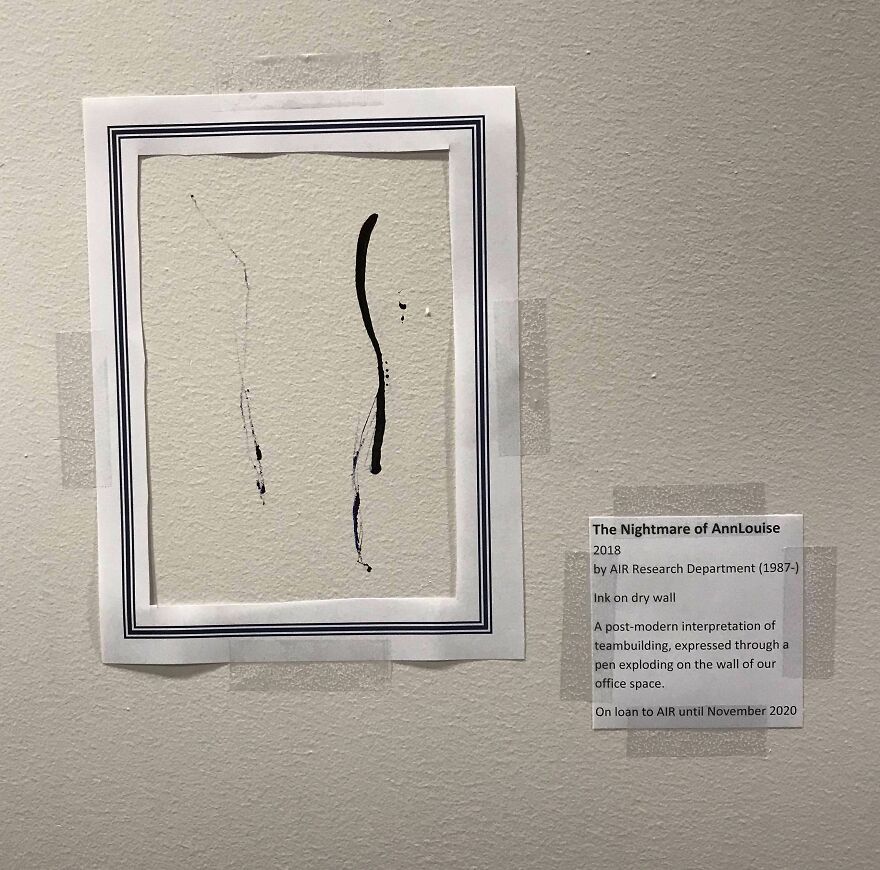 A Pen Exploded On Our Office Wall, So I Converted It Into A Modern Art Exhibit
