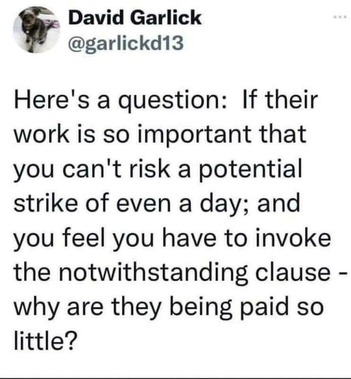 Solidarity With Ontario Education Workers. Our Government Passed Legislation Blocking Them From Striking. They Went On Strike Anyway Facing Fines Of $4000 Per Day