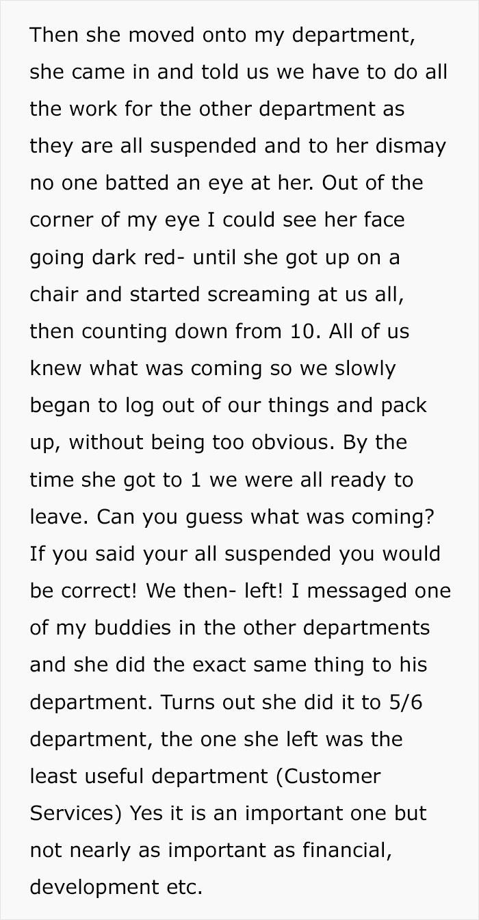 Toxic Manager Screws Herself Over By Suspending Almost All Employees For Not Engaging In Conversation, Gets Fired