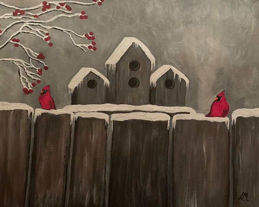 New Art! “Winter Birds”acrylic Painting By Canadian Artist Lise Marie New Art! “Winter Birds”acrylic Painting By Canadian Artist Lise Marie