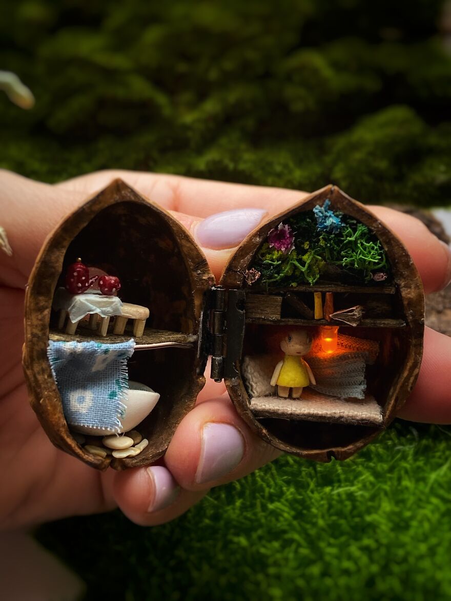 I Create Tiny Worlds Inside Walnut Shells (21 Pics)