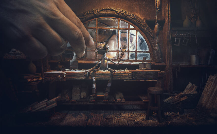 I Crafted My Own Pinocchio Diorama Inside A Guitar (10 Pics)