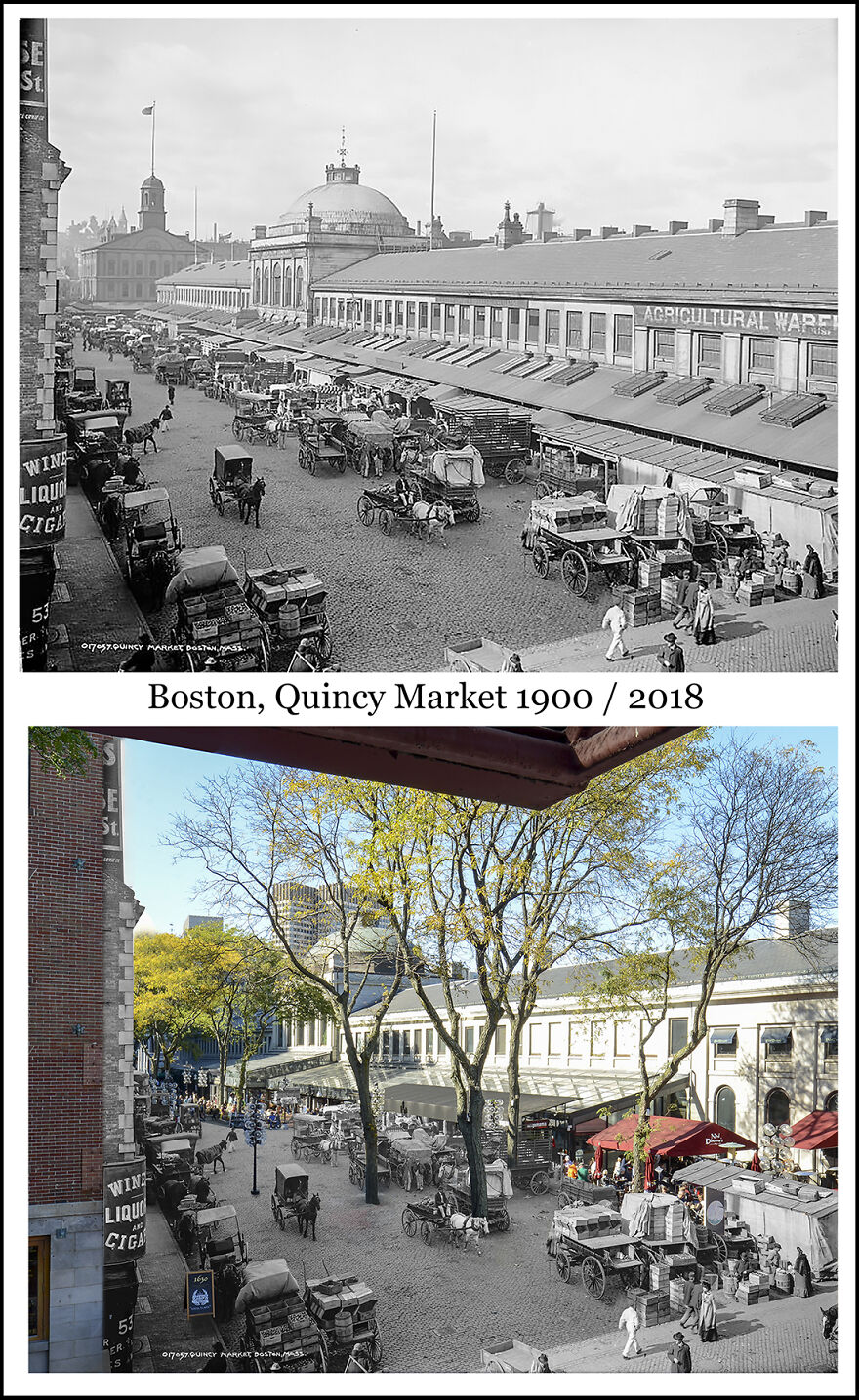 Boston, Quincy Market 1900 / 2018