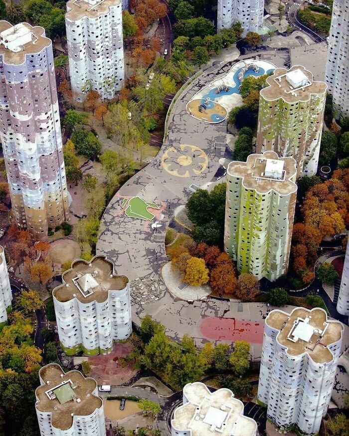 The Aillaud Towers (Cloud Towers) Nanterre, France, By Architect Émile Aillaud, 1977. Photo By Alex Maclean