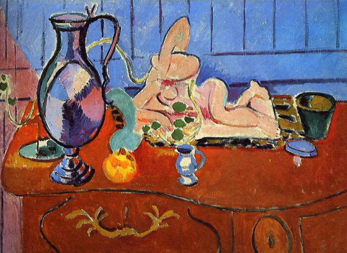 Still Life With A Pewter Jug And Pink Statuette By Anri Matisas