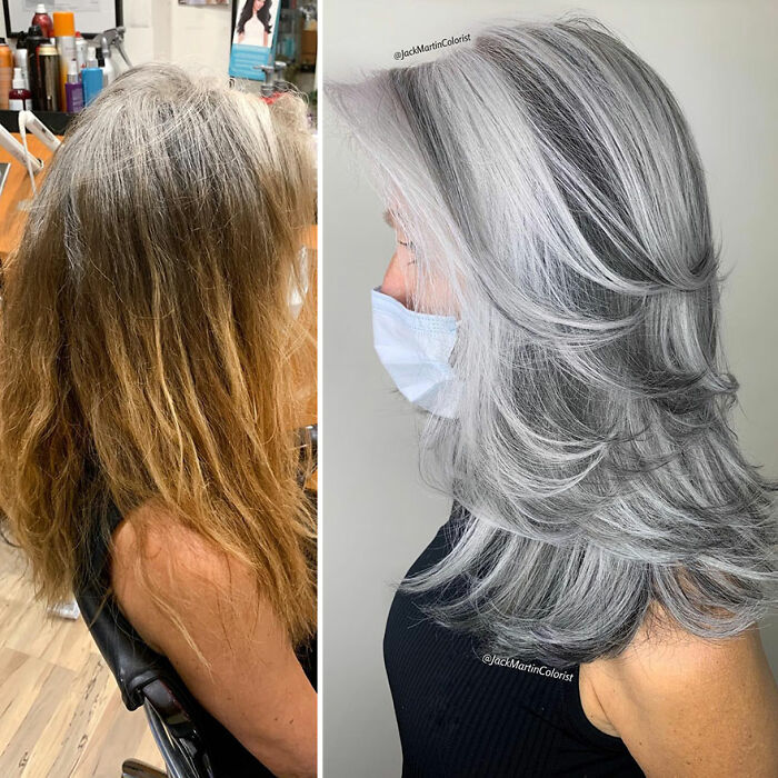 Celebrity Colorist Helps Women To Stop Covering Their Grey Roots And Embrace Their Natural Hair (35 New Pics)