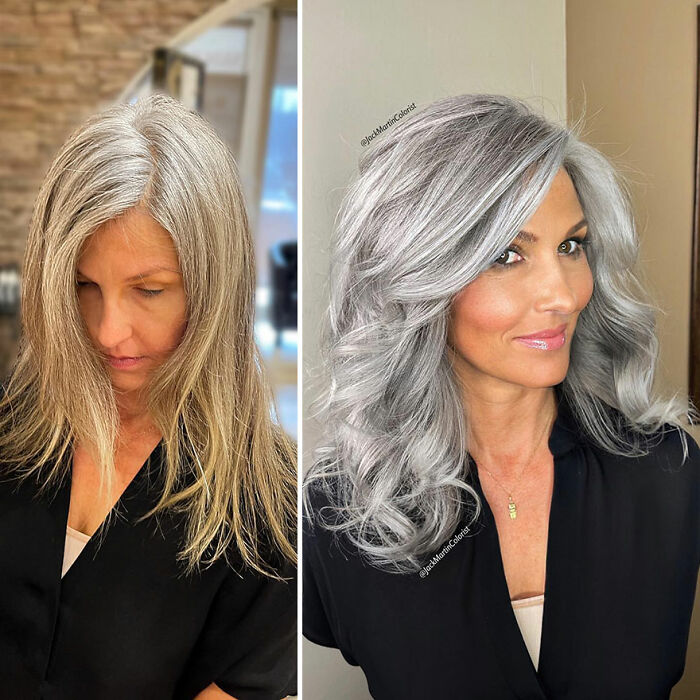 Celebrity Colorist Helps Women To Stop Covering Their Grey Roots And Embrace Their Natural Hair (35 New Pics)