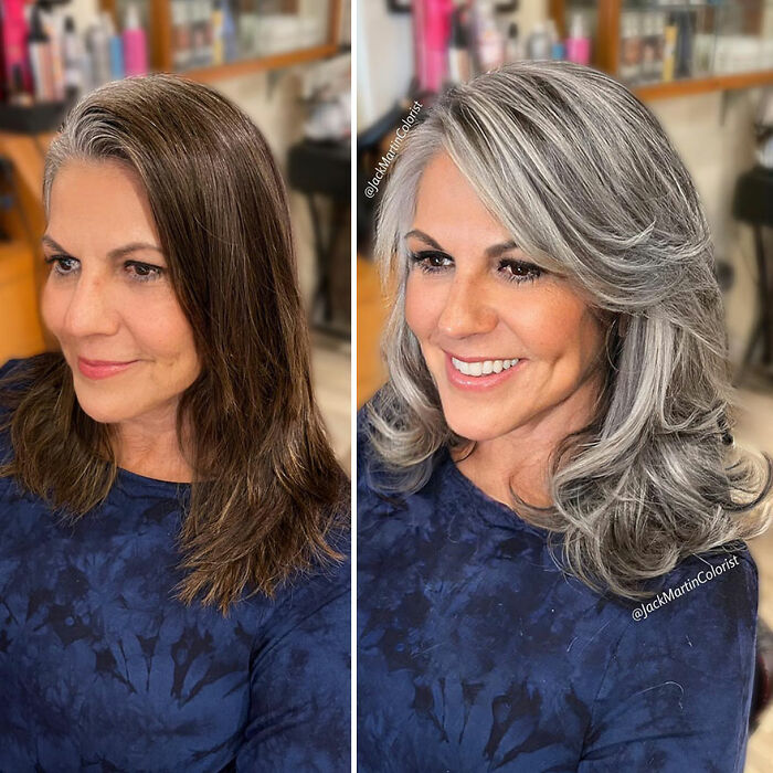 Celebrity Colorist Helps Women To Stop Covering Their Grey Roots And Embrace Their Natural Hair (35 New Pics)