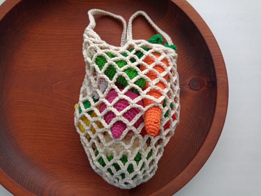 I Crocheted A Bag And Vegetable Set For Kids To Play With