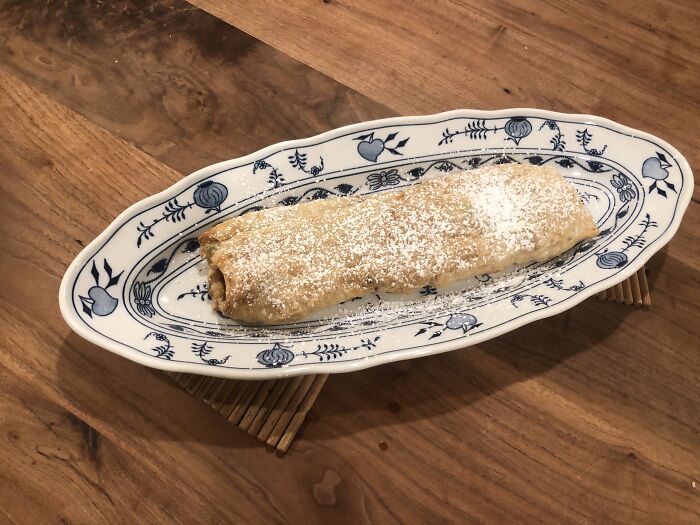 Apple Strudel I Made A Few Weeks Ago, Recipe From A Cookbook, But With My Grandmas Additions And Changes!