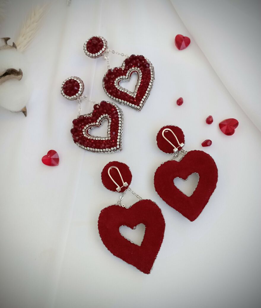 Handmade Heart Shaped Earrings💗 Handmade Heart Shaped Earrings💗