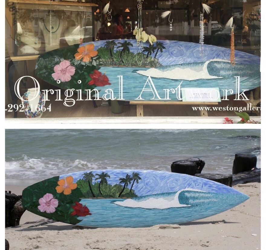 I Create Unique Glass Mosaics On Surfboards