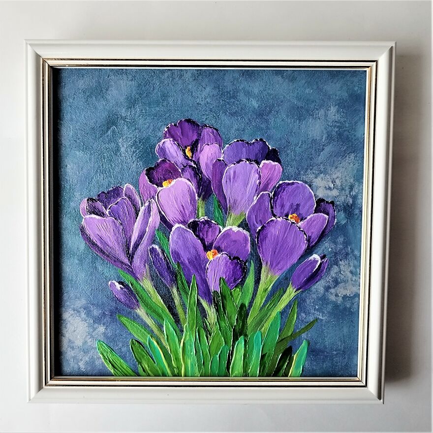 Crocuses Painting Impasto