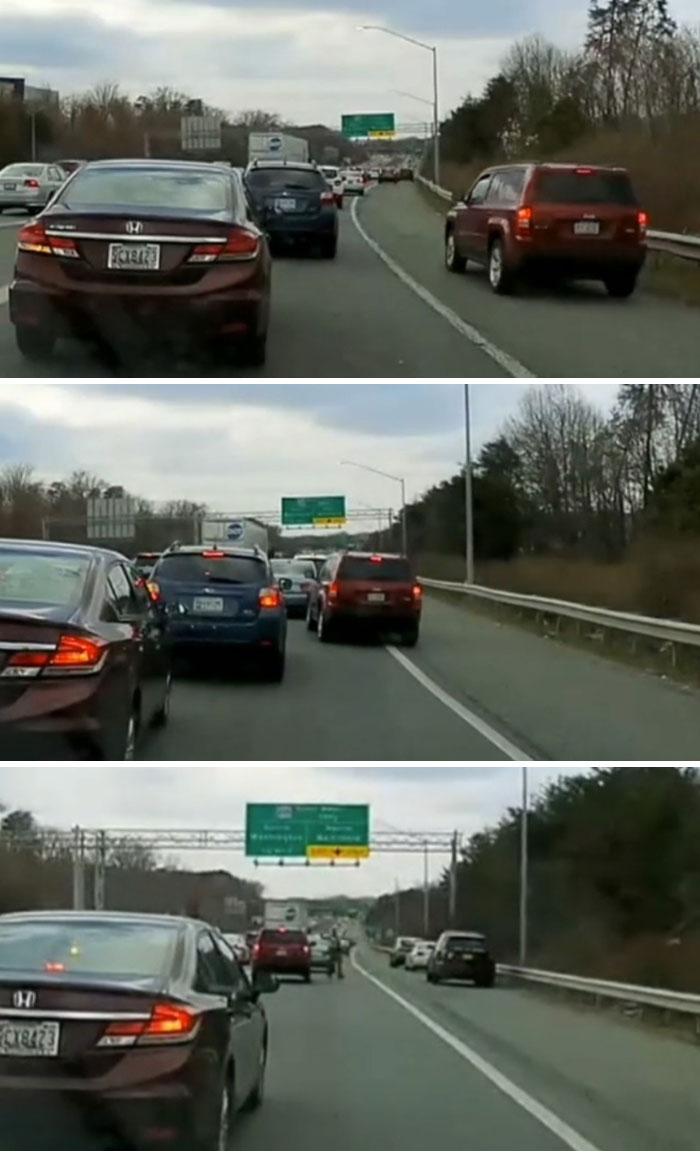 Shoulder Driving Passing Traffic Gif