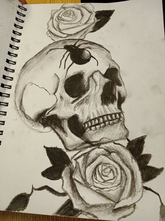 My 15 Year Old Son Has Been Drawing, Getting Alot Better. This Is An Image That Was On A Bic Lighter That He Drew To A Bigger Image. It Took Him An Hour To Draw This. Done With A Charcoal Stick