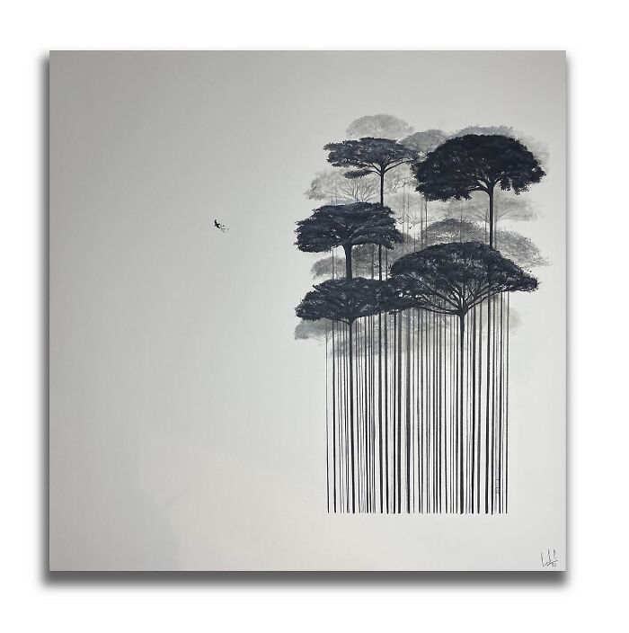 From Barcodes To Trees: My Unique Paintings That Merge Opposite Concepts (27 Pics)