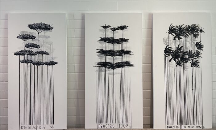 From Barcodes To Trees: My Unique Paintings That Merge Opposite Concepts (27 Pics)