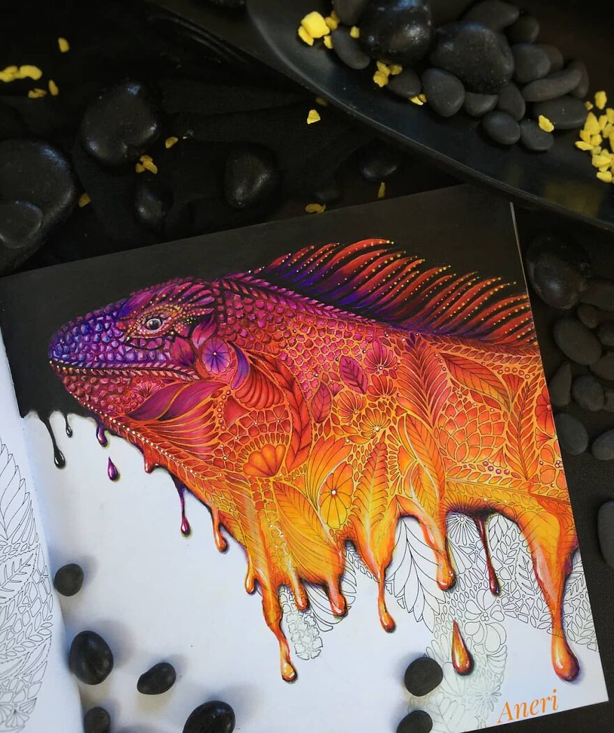 This Artist Patiently Paints Drawings, Turning Them Into Works Of Art