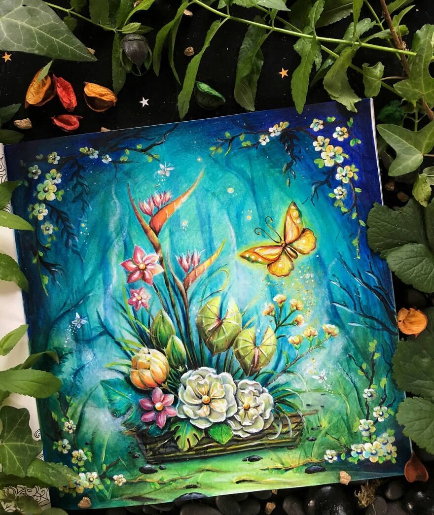 This Artist Patiently Paints Drawings, Turning Them Into Works Of Art