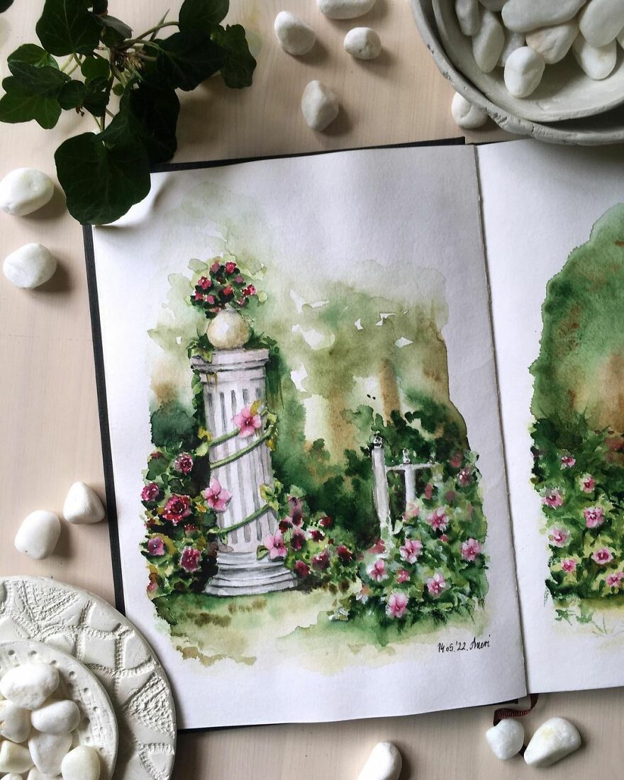 This Artist Patiently Paints Drawings, Turning Them Into Works Of Art