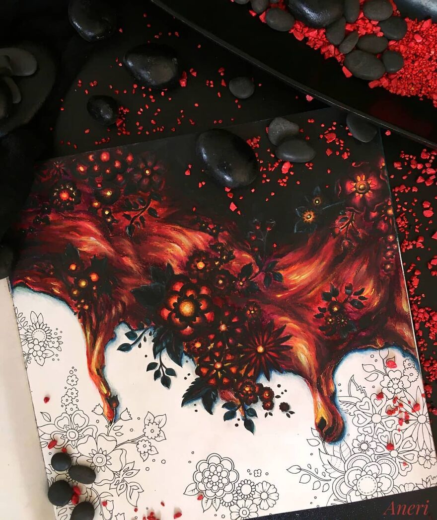 This Artist Patiently Paints Drawings, Turning Them Into Works Of Art