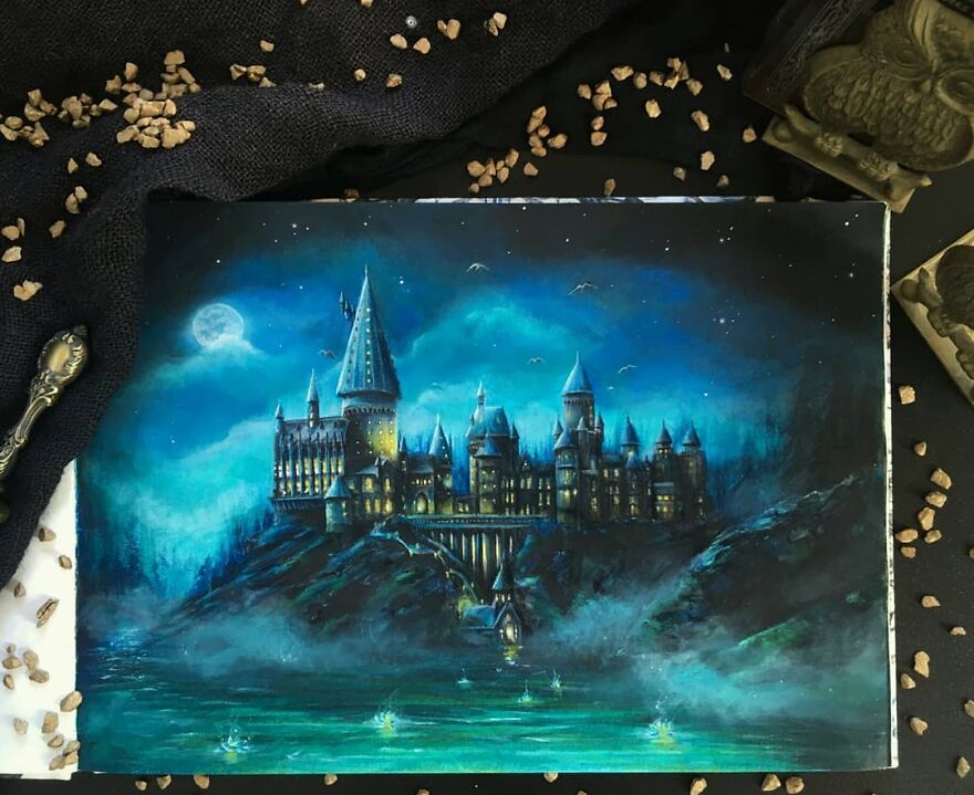 This Artist Patiently Paints Drawings, Turning Them Into Works Of Art