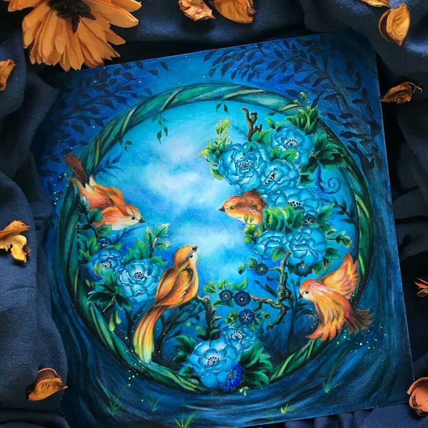 This Artist Patiently Paints Drawings, Turning Them Into Works Of Art