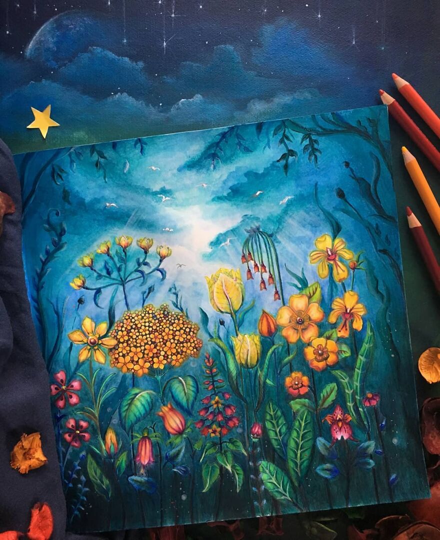 This Artist Patiently Paints Drawings, Turning Them Into Works Of Art