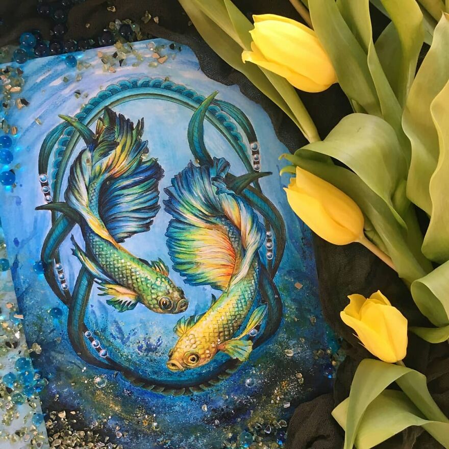 This Artist Patiently Paints Drawings, Turning Them Into Works Of Art