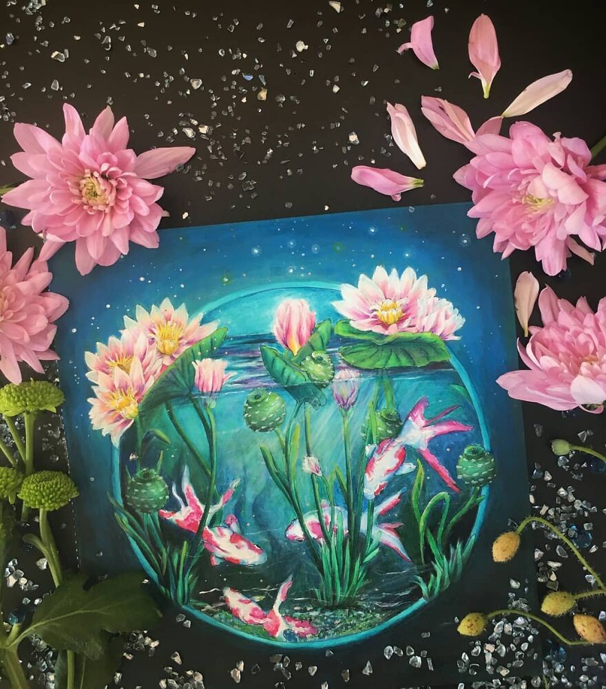 This Artist Patiently Paints Drawings, Turning Them Into Works Of Art