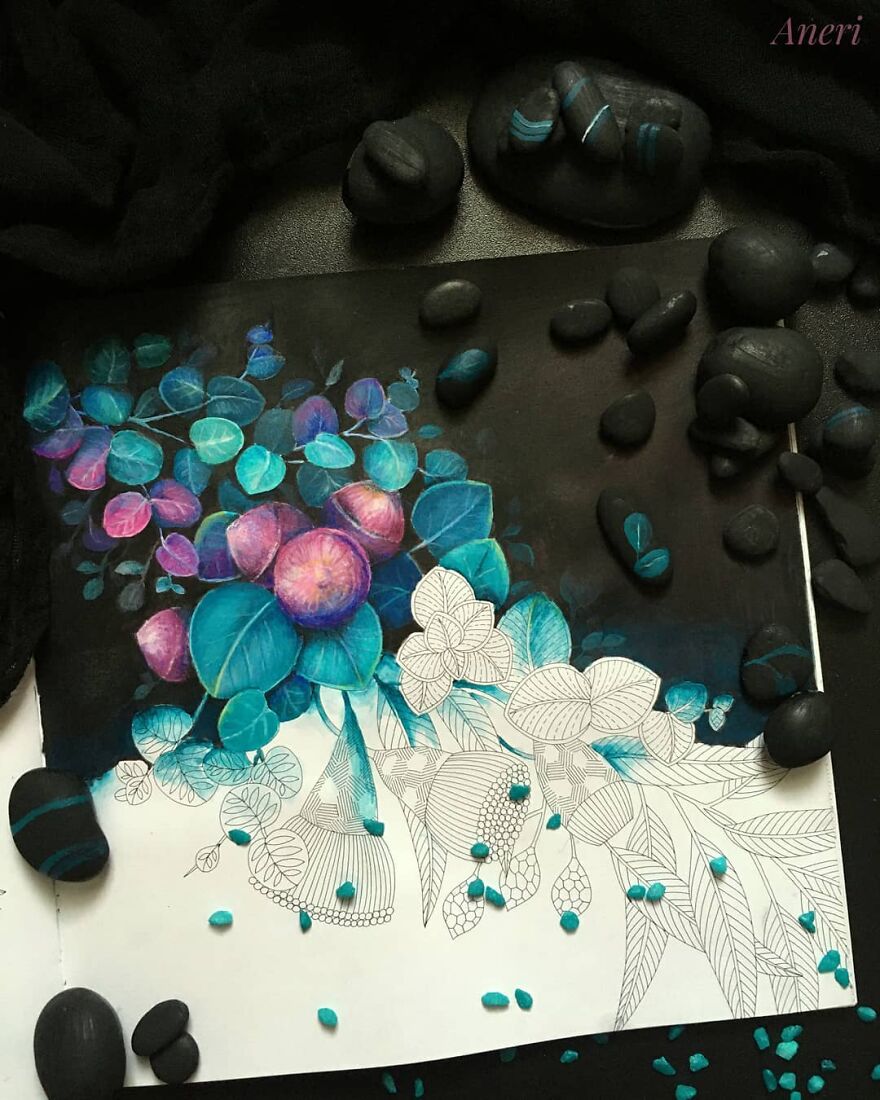 This Artist Patiently Paints Drawings, Turning Them Into Works Of Art