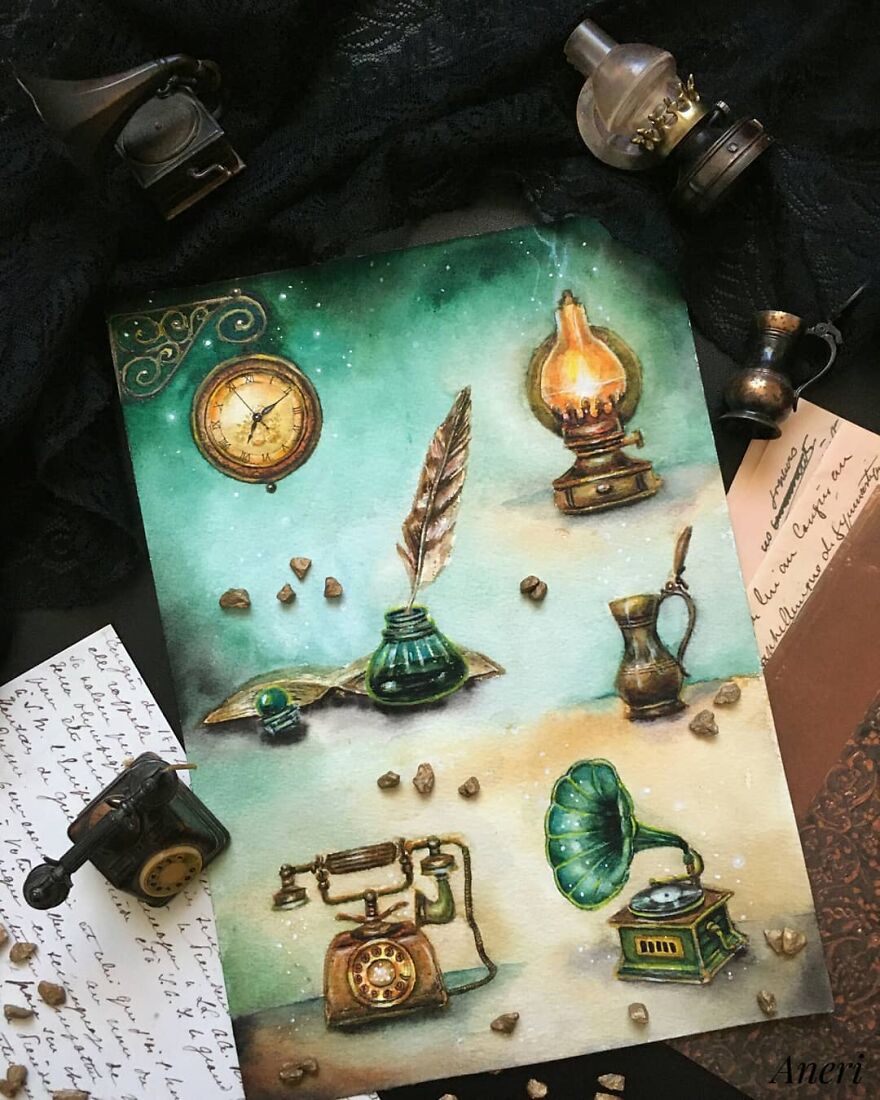 This Artist Patiently Paints Drawings, Turning Them Into Works Of Art