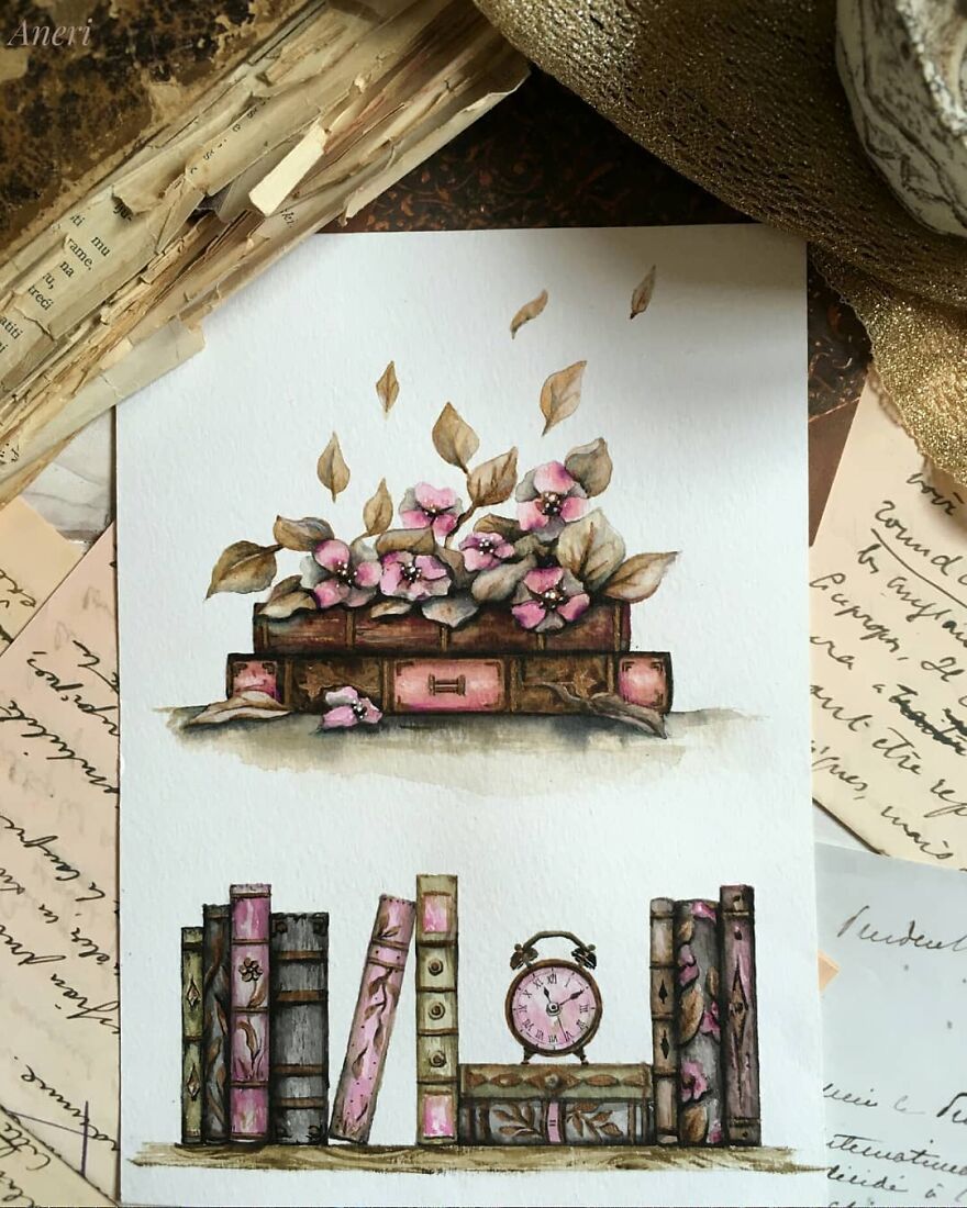 This Artist Patiently Paints Drawings, Turning Them Into Works Of Art