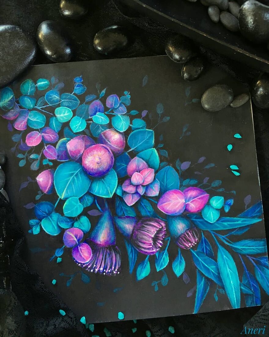 This Artist Patiently Paints Drawings, Turning Them Into Works Of Art