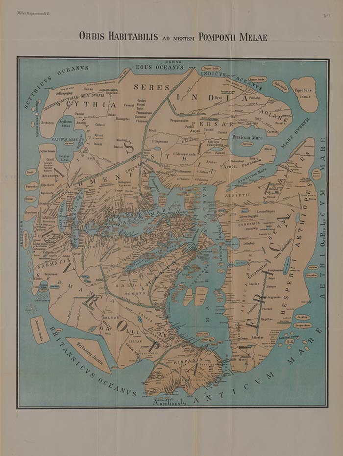 World Map of Pomponius Mela as reconstructed by K. Miller