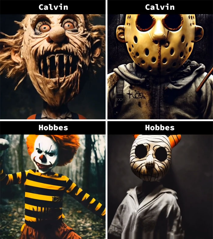 Asking AI To Show "Calvin And Hobbes" As Horror Movie Villains