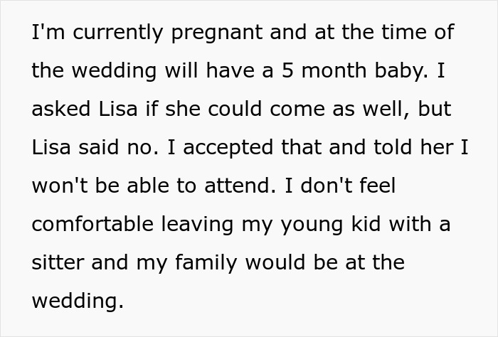 Woman Is Told She Can't Bring Her Newborn To Sister's Childfree Wedding, Decides Not To Go And Drama Ensues