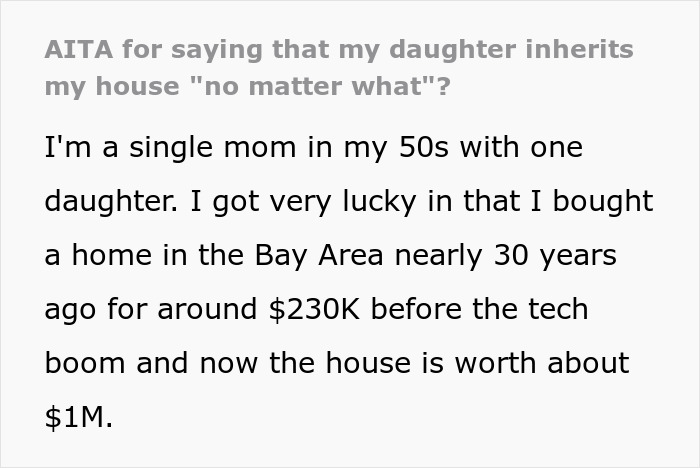 Woman Says It&rsquo;s &lsquo;Non-Negotiable&rsquo; That Her Daughter Inherits Her $1M House, Partner Of 2 Years Disagrees