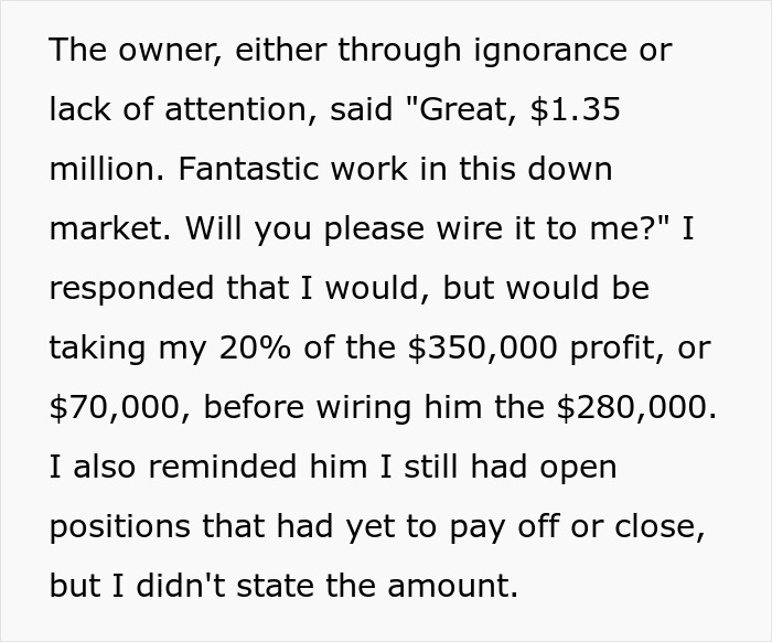 Greedy Boss Steals Employee&rsquo;s 20% Cut, Employee In Turn Maliciously Complies With Boss&rsquo; Request For What He Thinks Is Full Payout