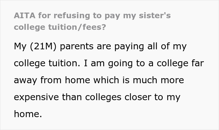 &ldquo;They Then Called Me A Jerk&rdquo;: Person Refuses Parents&rsquo; Request To Pay For Their Sister&rsquo;s College Tuition And Fees