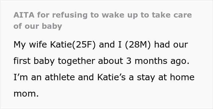 Man Asks Whether He’s The Jerk For Refusing To Wake Up In The Middle Of The Night To Take Care Of His Baby, The Internet Sides With Him Man Asks Whether He’s The Jerk For Refusing To Wake Up In The Middle Of The Night To Take Care Of His Baby, The Internet Sides With Him